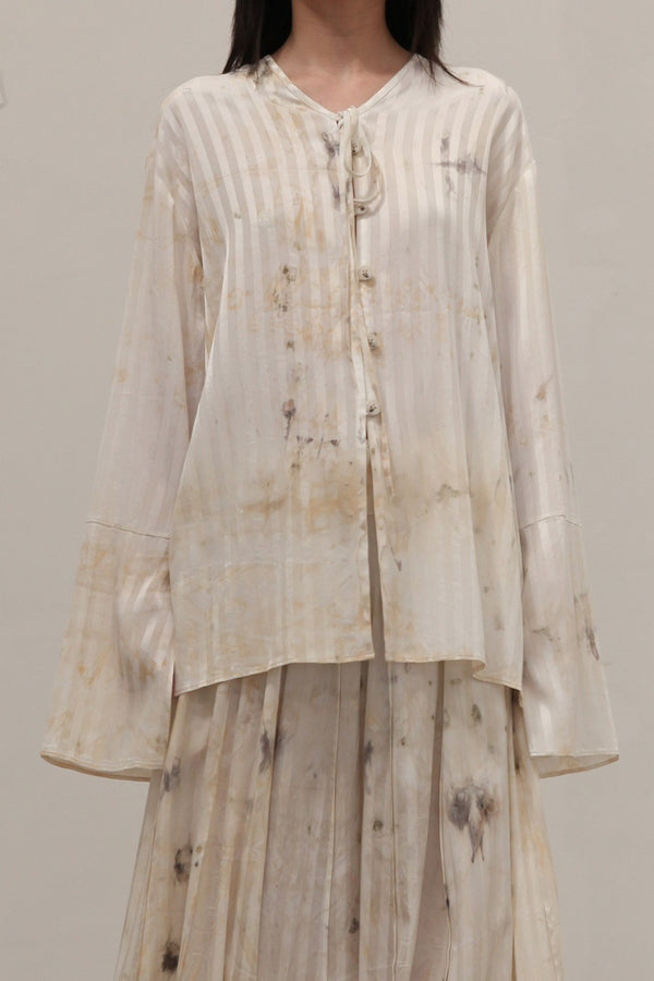 Mutedance 24 Spring and Summer Silk Printed Tops and Shirts Series MD-MD24SS166-HUIBAI-SYD PM133 hoar